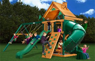 Mountaineer Swing Set with Wood Roof Canopy