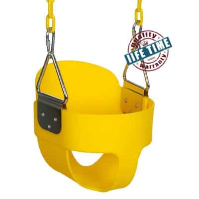 ANCHEER Toddler Swing Seat High Back Full Bucket Swing Seat with 60-inch Coated Chain and Two Snap Hooks