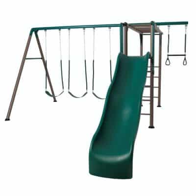 Lifetime Monkey Bar Adventure Swing Set with 9 Foot Wavy Slide