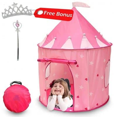 Kiddey Princess Castle Play Tent (Pink) - With Glow in the Dark Stars