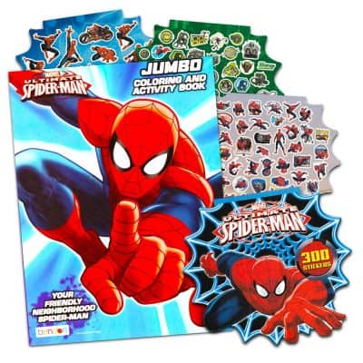 Marvel Spiderman Coloring Book Bundle with Over 300 Bonus Spiderman Stickers