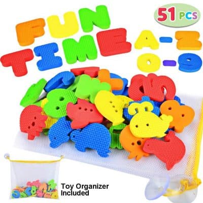 Joyin Toy 51 Pieces Educational Bath Letters, Numbers, Sealifes and Transportations