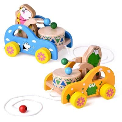 2 Pack Toddler Toys, Wooden Pull Toys for Kids
