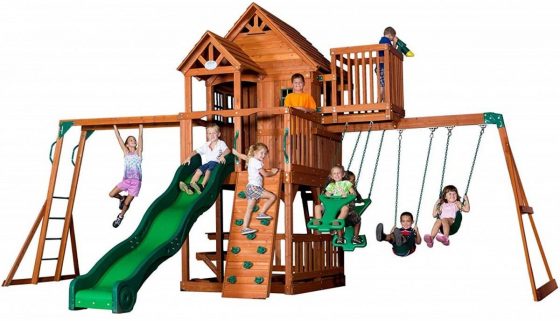 Backyard Discovery Skyfort II All Cedar Wood Swing Set