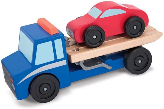 Melissa & Doug Flatbed Tow Truck Wooden Vehicle Set
