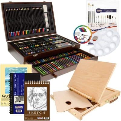 US Art Supply 163 Piece-Premium Mega Wood Box Art