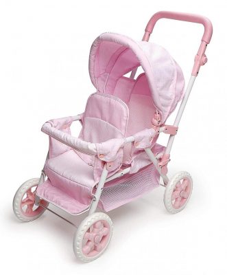 Badger Basket Folding Double Front-to-Back Doll Stroller