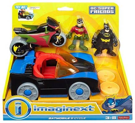 Fisher Price DC Super Friends, Batmobile, and Cycle