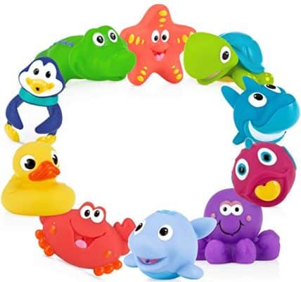 Nuby 10-Pack Little Squirts, Assorted Characters Fun Bath Toys