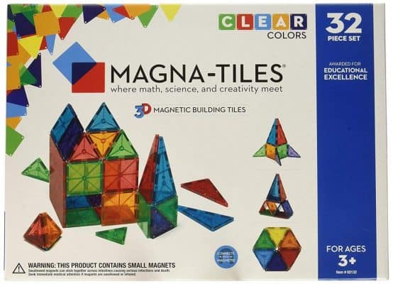 Magna-Tiles 32-Piece Clear Colors Set