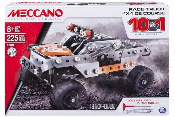 Meccano Erector, 10 in 1 Model Race Truck Building Set, 225 pieces