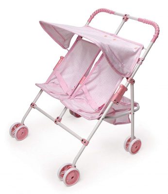 Badger Basket Folding Double Doll Umbrella Stroller