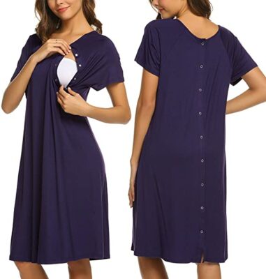 Ekouaer Nursing/Delivery/Labor/Hospital Nightdress