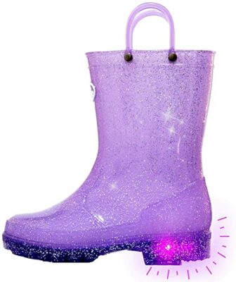 Outee Kids Glitter Light up Rain Boots