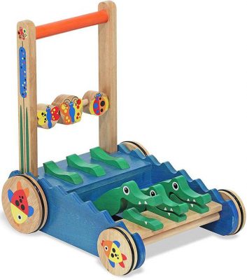 Melissa & Doug Deluxe Chomp and Clack Alligator Wooden Push Toy and Activity Walker