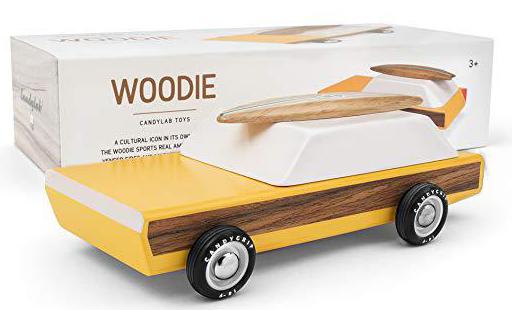 Candylab Toys - Woodie Wooden Car with Surfboard