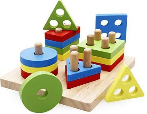 Rolimate Wooden Educational Shape Color Recognition Geometric Board Block