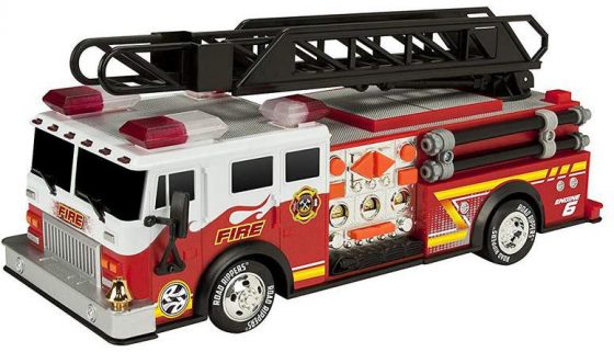 Toy State 14" Rush And Rescue Police And Fire - Hook And Ladder Fire Truck