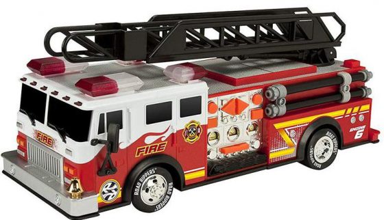 Toy State 14" Rush And Rescue Police And Fire - Hook And Ladder Fire Truck